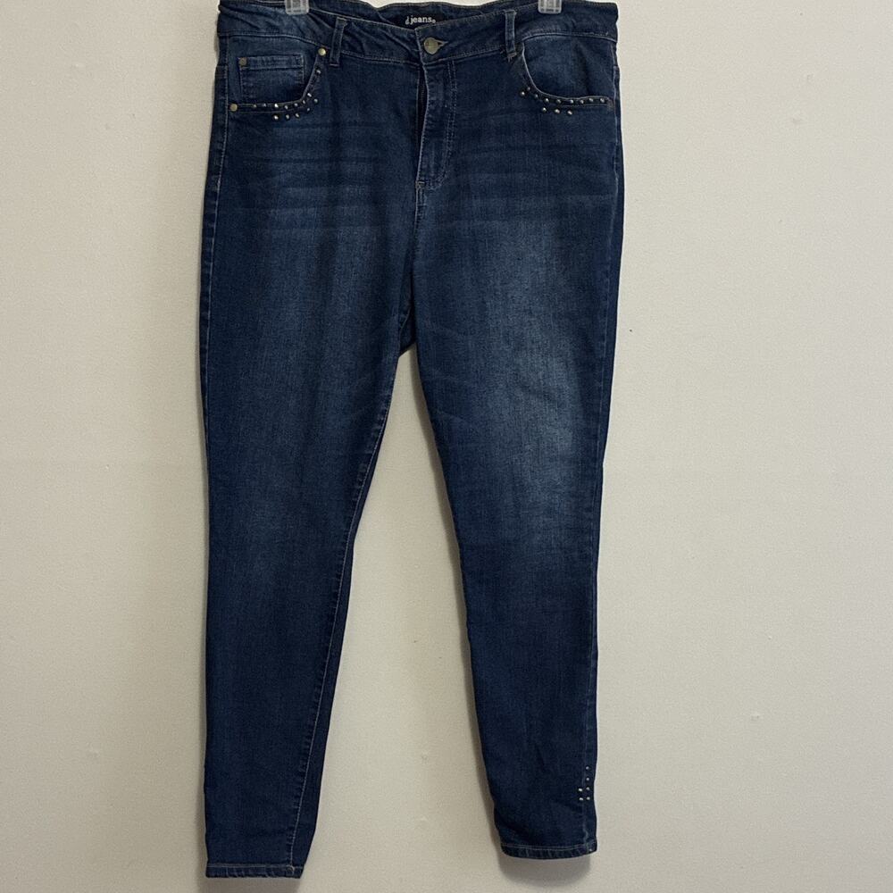 d.jeans Skinny Jeans Dark Wash Blue Denim Studded Pockets Size 14